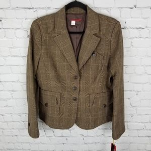 TAPEMEASURE | plaid three button stretch blazer